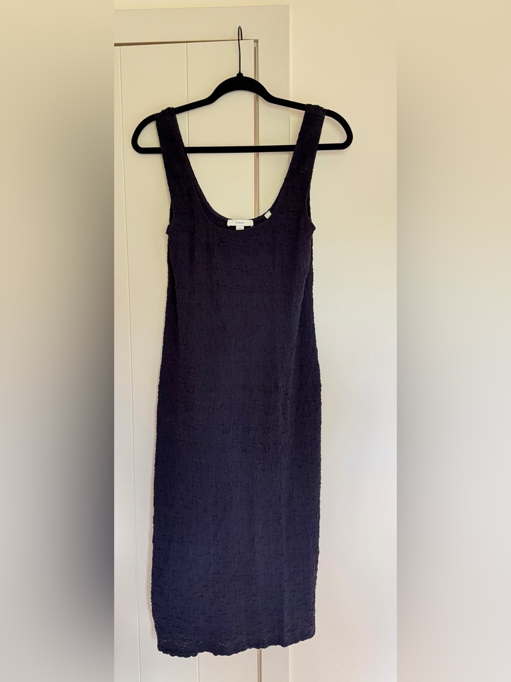 Vince Square-Neck Textured Midi Tank Dress
